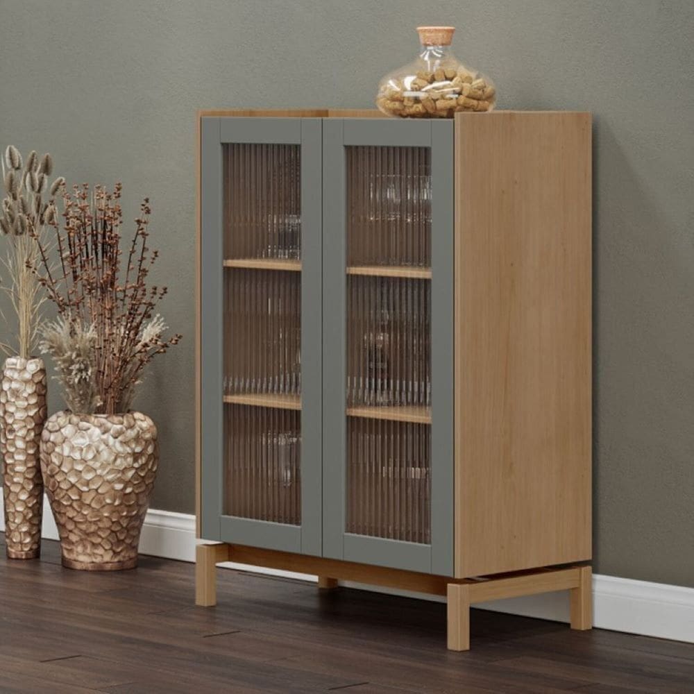 Cristaleira 2 Portas Barcelona 115,5x80x45 Cm Oak/Ferrolack