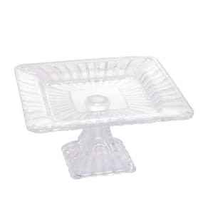 Prato C/Pé Para Bolo de Cristal Quadratta Transparente 19x10cm Lyor