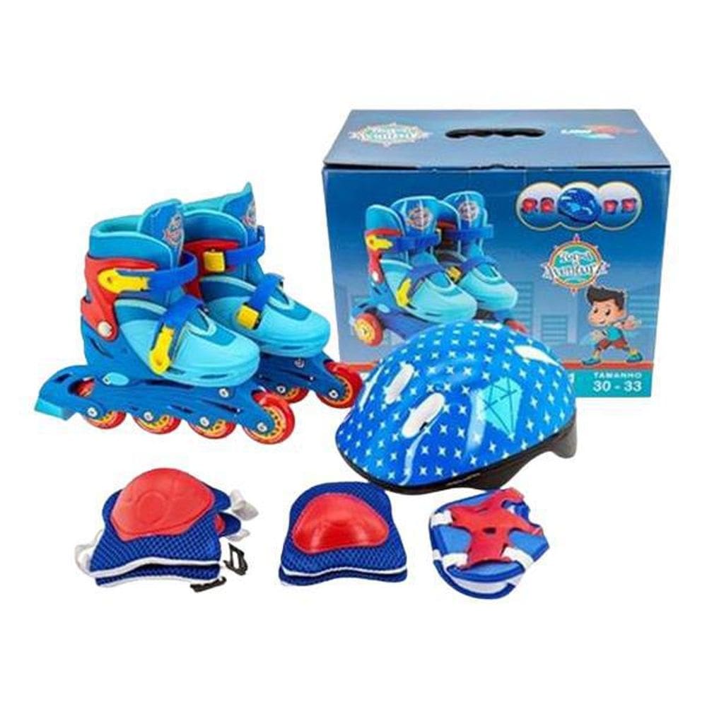 Kit Patins Turma Da Aventura Azul 30/33 1504 Unitoys