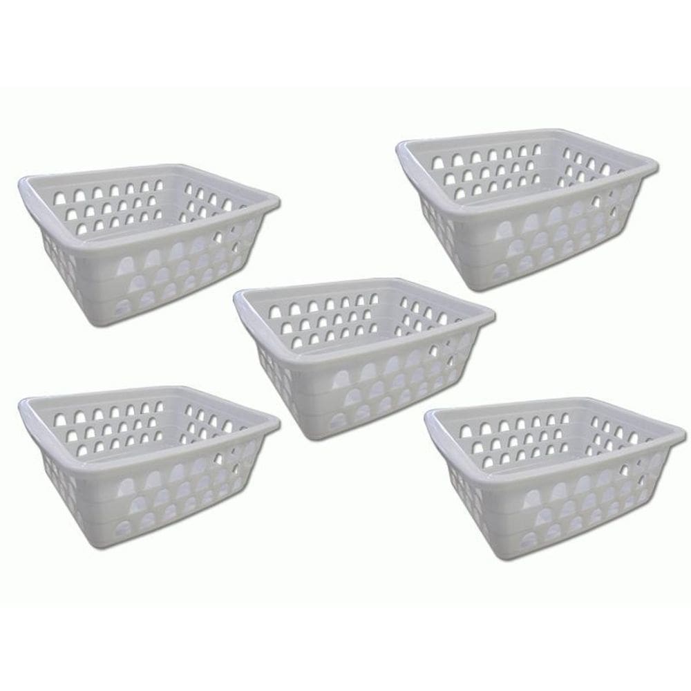 Kit 5 Cestos Multiuso Pequeno Branco 12X6X16Cm Pp Uninjet