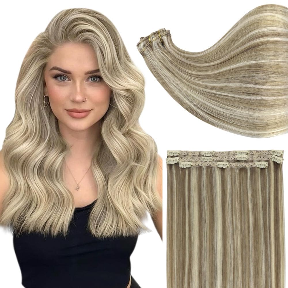 Extensões de cabelo Full Shine Clips Ins 100% cabelo humano de 18 cm