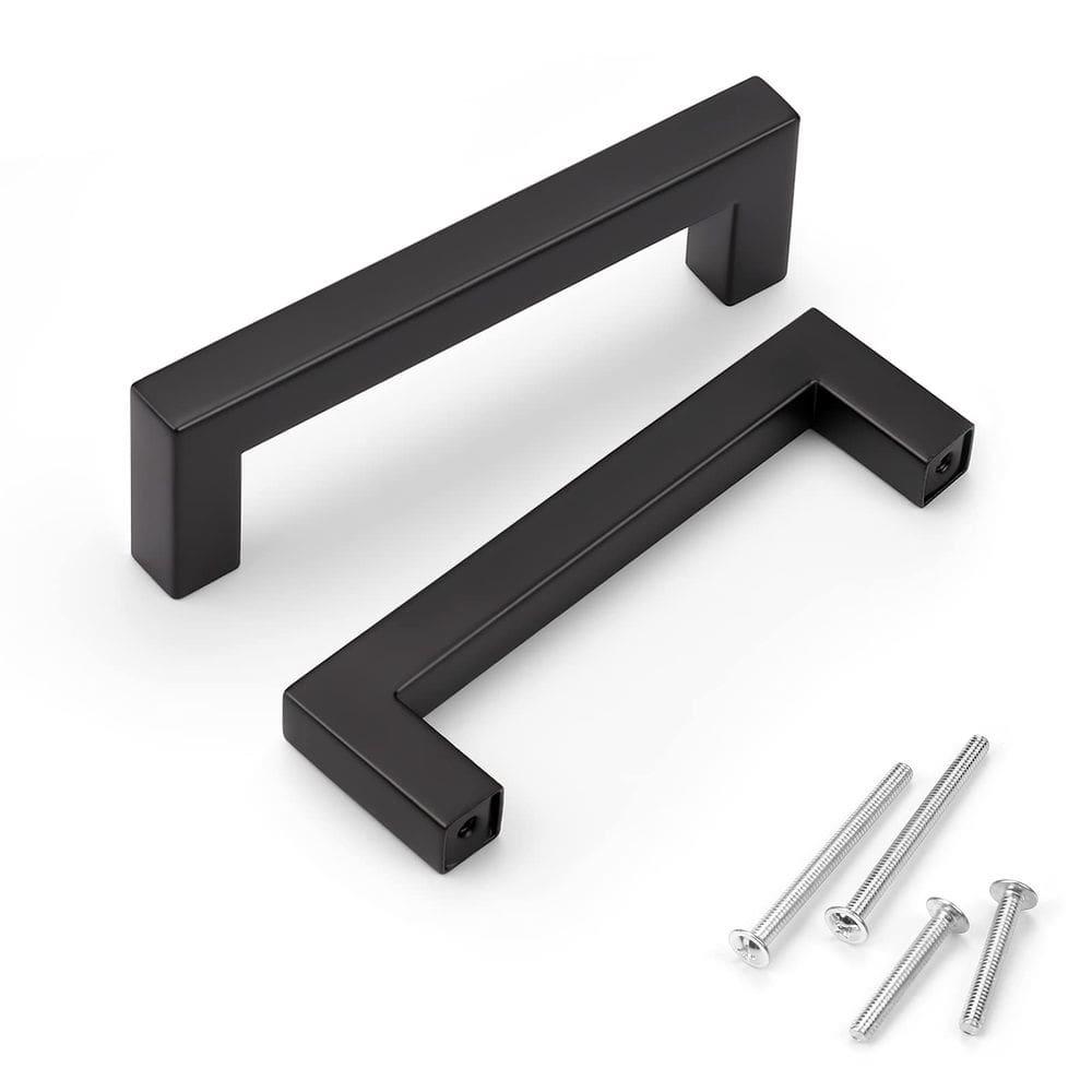 A gaveta puxa KNOBWELL em aço inoxidável preto de 102 mm, pacote 25
