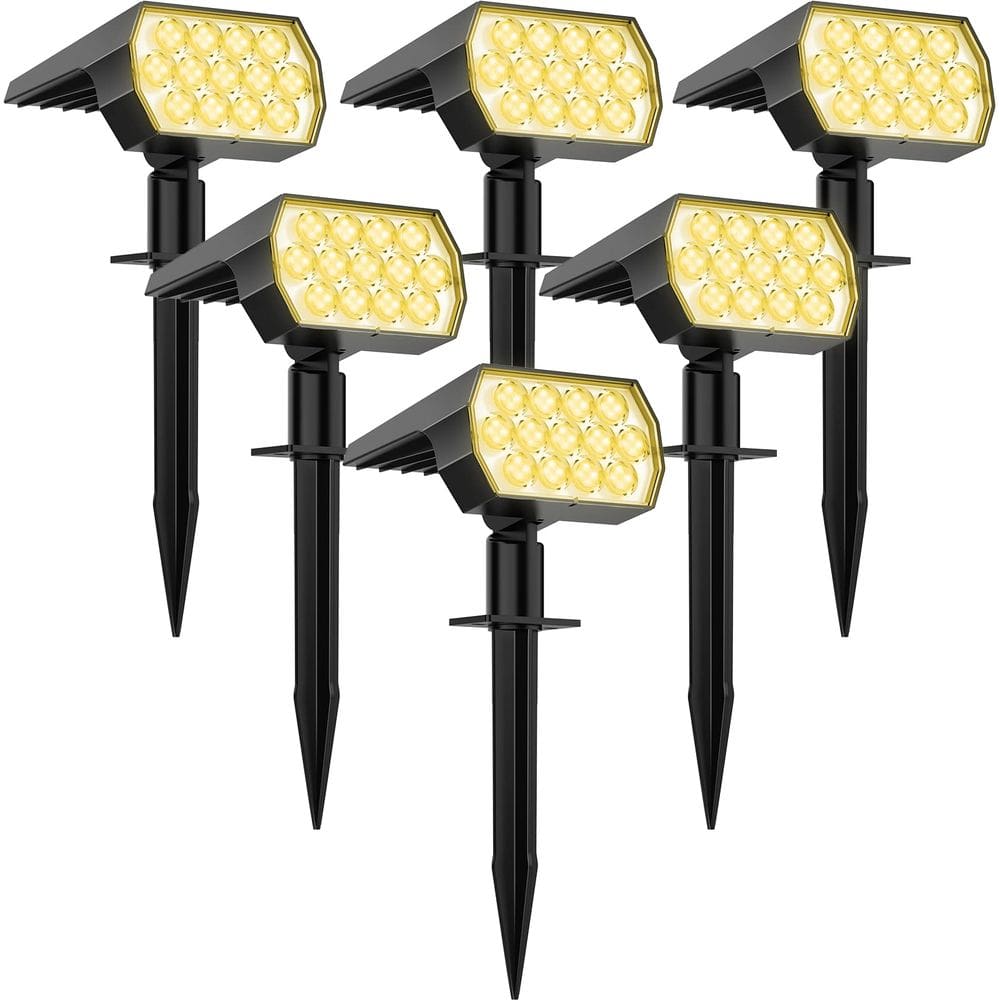 Spot de luzes solares WELALO, pacote com 6, 52 LED, 3 modos, à prova d`água