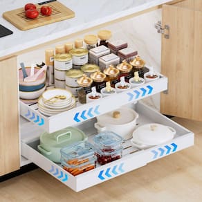 Organizador de armários expansível iHomara Pull Out, pacote com 2 unidades, branco