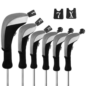 Conjunto de capas de cabeça para clube de golfe Andux Long Neck, 6 peças (preto/cinza)