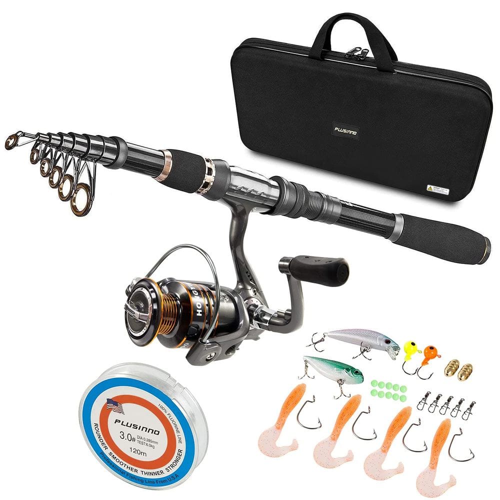 Kit completo telescópico Combos de vara e molinete de pesca PLUSINNO