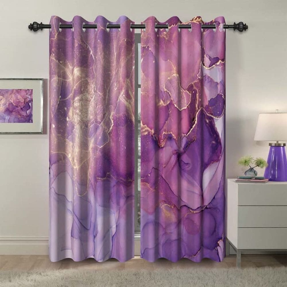 Cortinas de janela Baocicco Dreamy Purpled Marble Blackout