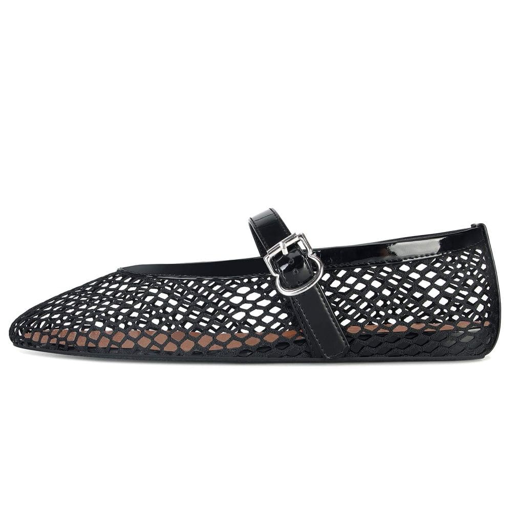 Fivela de rede de bailarina feminina de malha MICIFA Ballet Flats