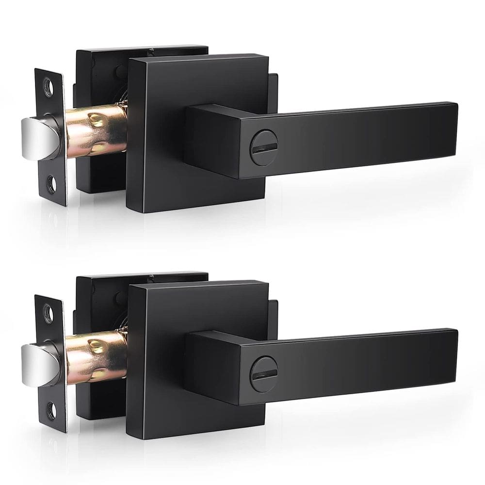 Maçanetas de porta Probrico Black Heavy Duty Interior, pacote com 2