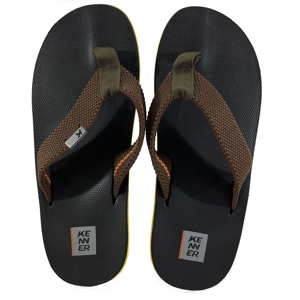 Chinelo Kenner Kasual Elastic Slim Masculino - Preto e Marrom