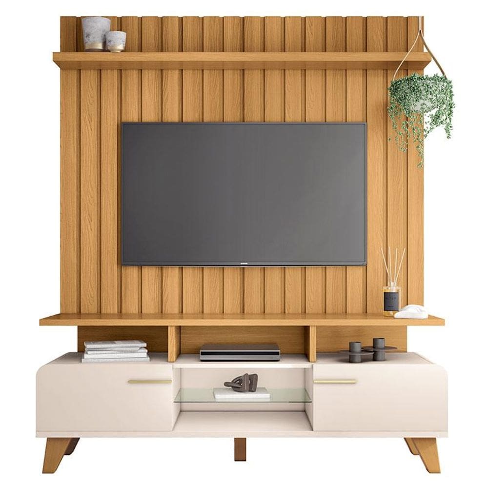 Rack Bancada Essenza e Painel Link 1.6 Off White Cinamomo – HB Móveis