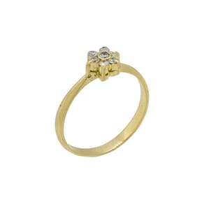 Anel Ouro 18k Flor Diamantes Delicado Presente Noivado Fino