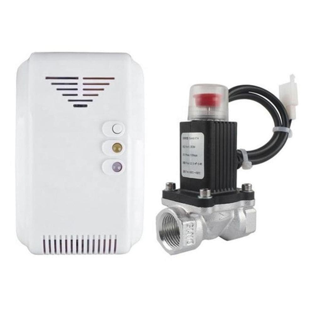 Detector De Gás + Válvula Solenoide Bloqueio Bivolt 3/4`