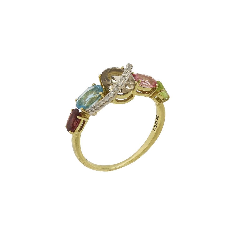 Anel Brumani Looping Colors Ouro Pedras Naturais E Diamantes