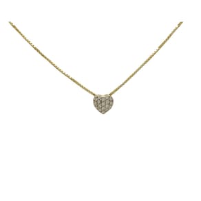 Corrente Com Pingente Zirconios Coração De Ouro 18k J25743