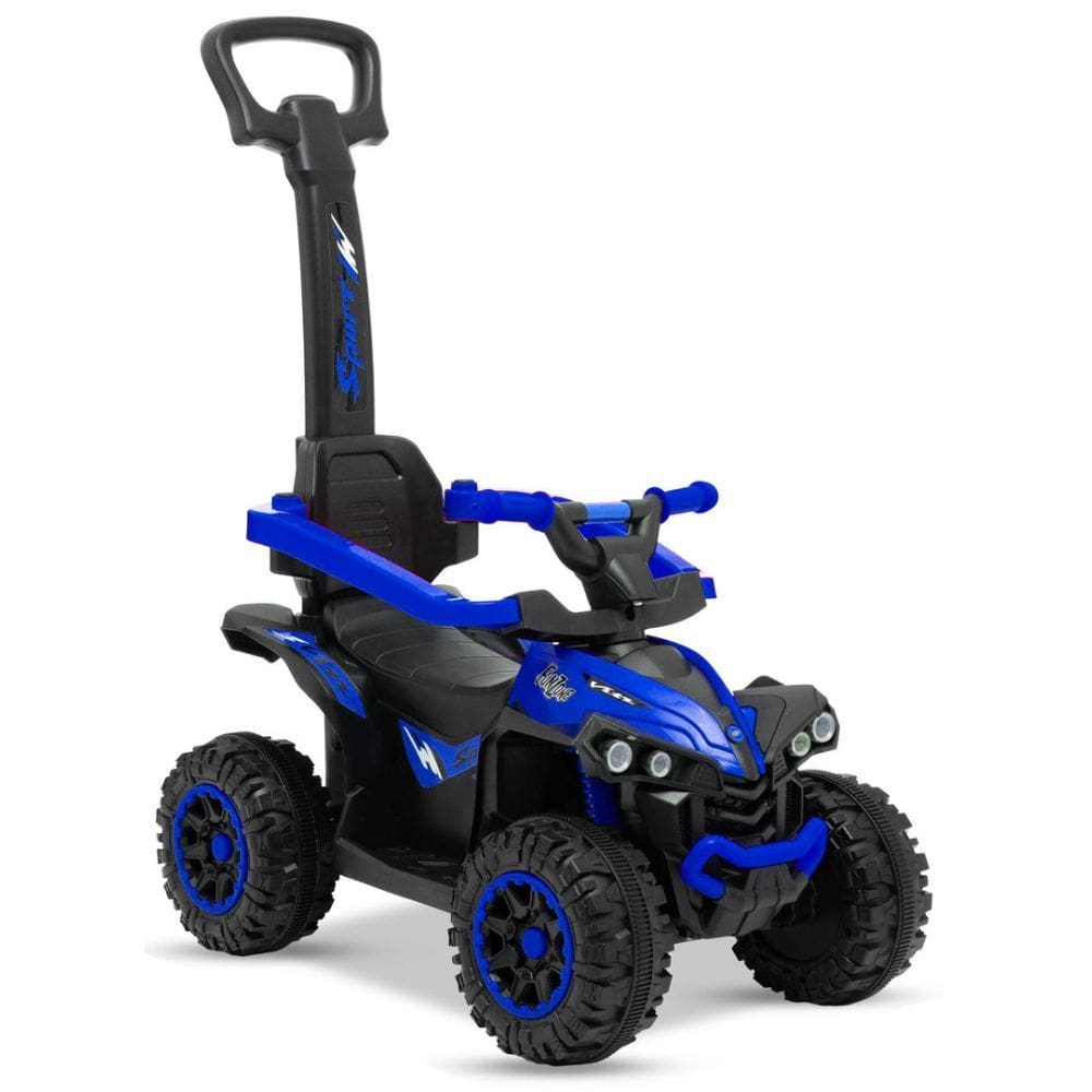 Mini Quadriciclo Infantil Elétrico Com Empurrador Luz e Som Azul