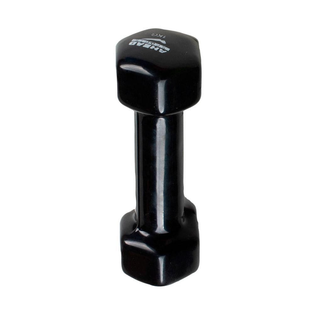 Halter Sextavado Em Vinil Ahead Sports 1kg Preto