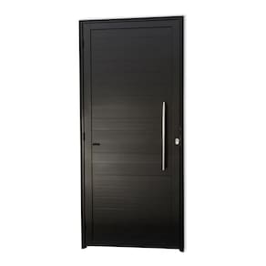 Porta Lambril 2,10x70 lado DIREITO L-25 no alumínio preto c/puxador redondo