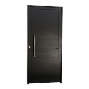 Porta Lambril 2,10x70 lado ESQUERDO L-25 no alumínio preto c/puxador redondo