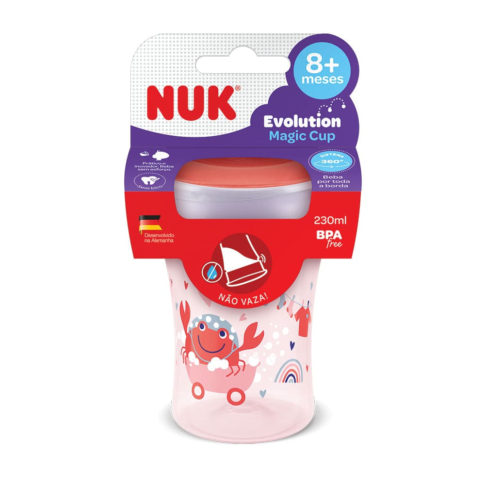 Copo Magic Cup 360 Evolution Caranguejo 230ml - Nuk Cor Rosa