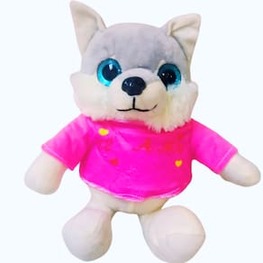 Brinquedo Pelucia Cachorrinho Rosa Olho de Vidro 25cm para Criança Presente Decoração
