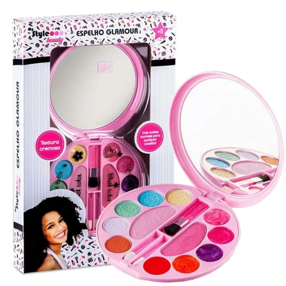 Kit Maquiagem Infantil Espelho Glamour My Style Beauty Multikids Meninas 5 anos +