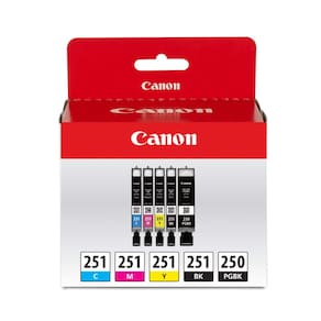 Cartucho de tinta Canon PGI-250XL preto + CLI-251 colorido, pacote com 4