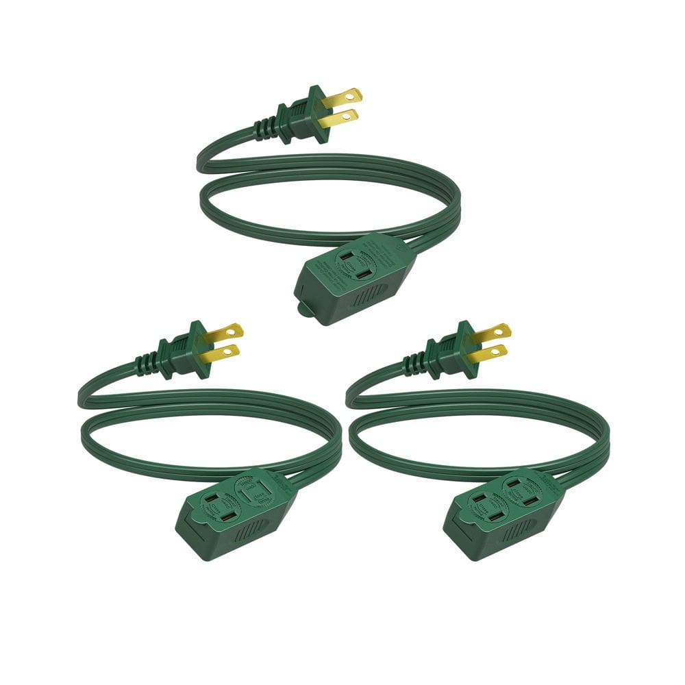 Cabo de extensão DEWENWILS 3 pés 16 AWG com 3 saídas verdes