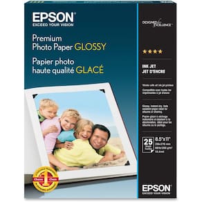 Papel fotográfico Epson Premium GLOSSY 8,5 x 11 polegadas 25 folhas