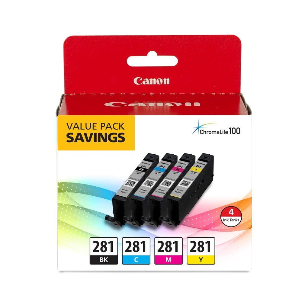 Pacote de tinta Canon CLI-281 preto, ciano, magenta e amarelo