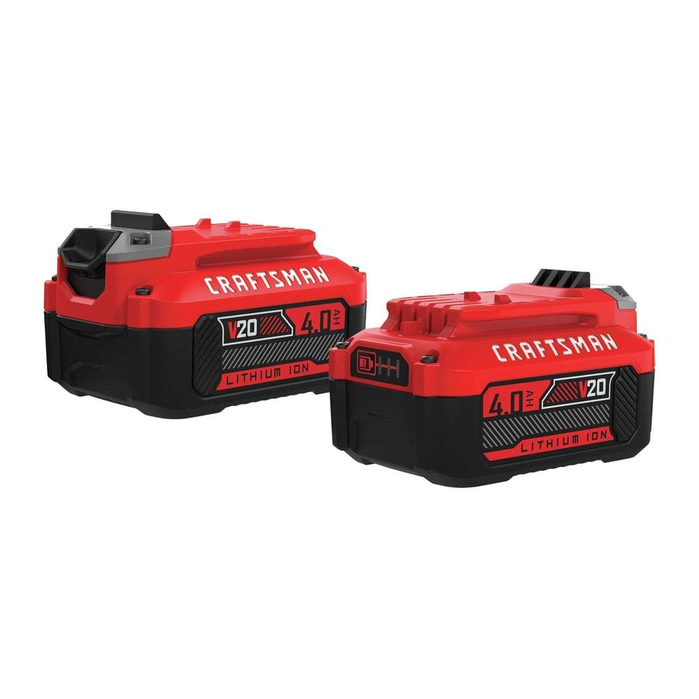 Bateria para ferramentas elétricas CRAFTSMAN V20 4Ah, íon de lítio, pacote com 2 unidades