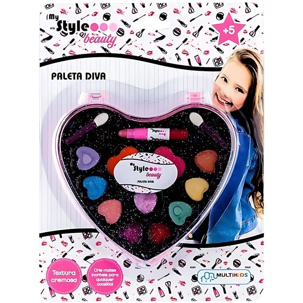 Kit Paleta De Maquiagem Infantil Diva Multikids My Style Beauty 5 anos+
