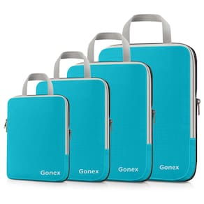 Cubos de embalagem de compressão Gonex 4 peças de malas de viagem azuis