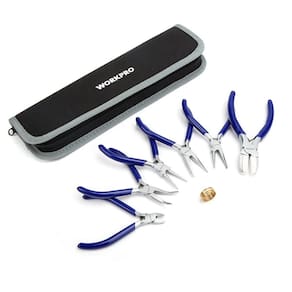 Conjunto de alicates para joalheiros WORKPRO de 7 peças com bolsa de transporte azul