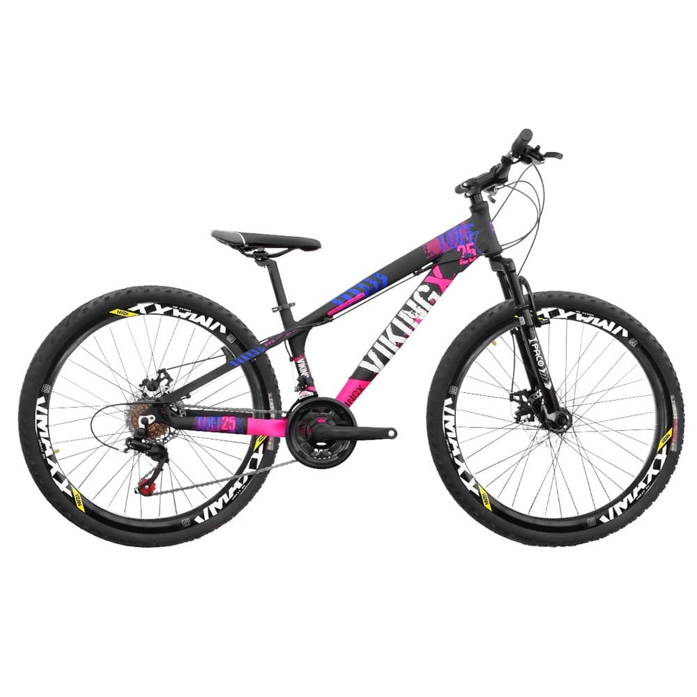 Bicicleta Aro 26 Alumínio Viking Tuff X 25 Freeride F. Disco 21V Grupo Shimano Tourney Suspensão Dianteira