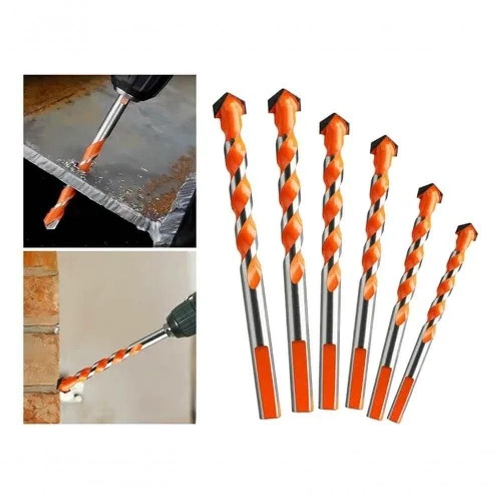Kit 6 Broca De Torção Triangular Multifuncional 4/5/6/8/10/12mm