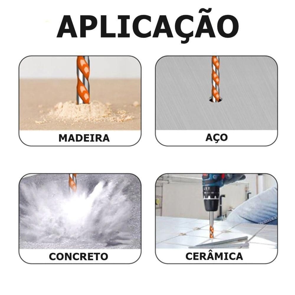 Kit 5 Broca De Torção Triangular Multifuncional 6/6/8/10/12mm