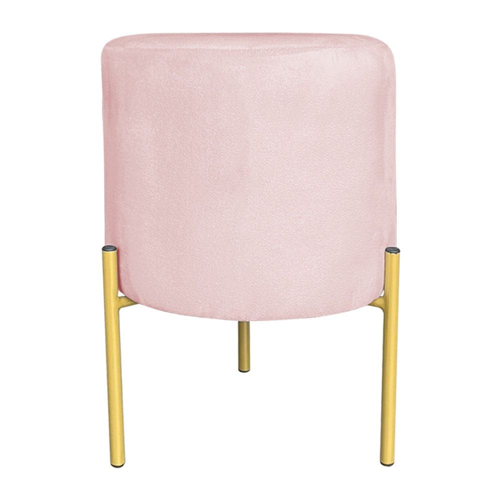Puff Decorativo Soren Suede Rosa Bebê Pés de Ferro Dourado - Pallazio