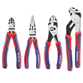 Conjunto de alicates WORKPRO de 4 peças em aço CR-V com alças TPR