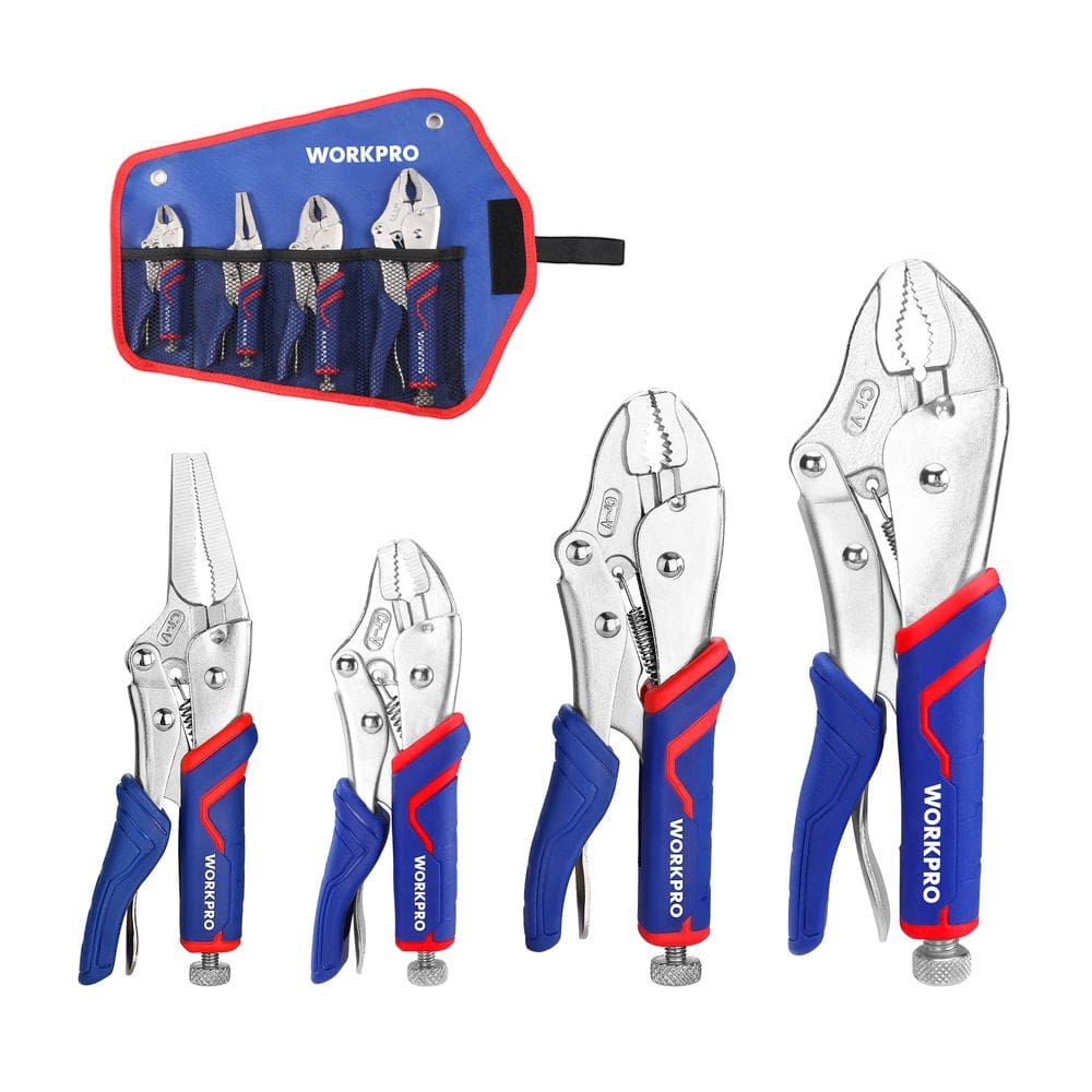 Conjunto de alicates de fixação WORKPRO de 4 peças com alça confortável