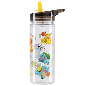 Garrafa de água Pokémon Kids com canudo de plástico 580ml reutilizável