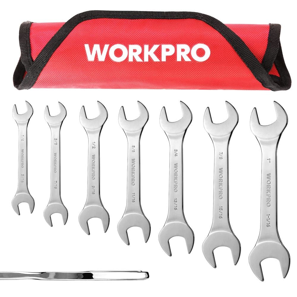 Conjunto de chaves WORKPRO SAE de extremidade aberta superfina, 7 peças de 6 a 27 mm com bolsa