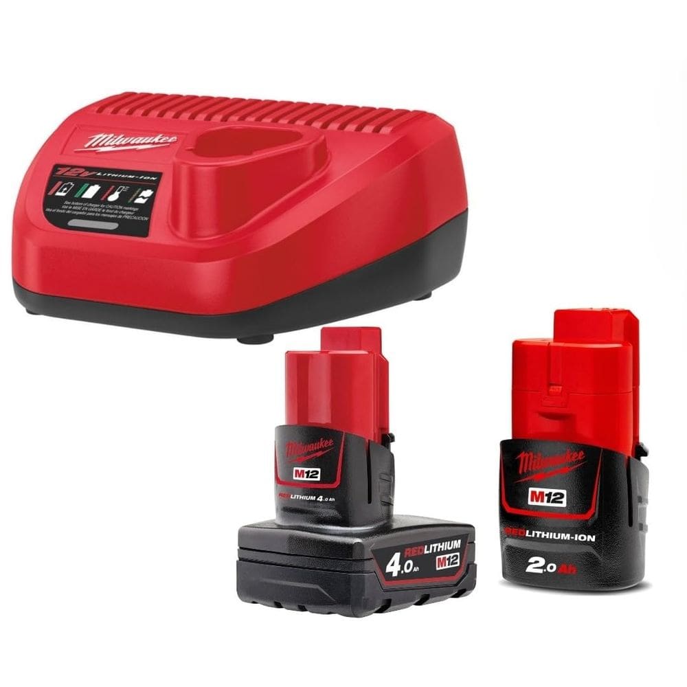 Kit de partida de bateria Milwaukee M12 12V 4,0 Ah e 2,0 Ah