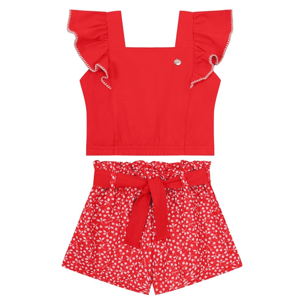Conjunto infantil menina de florzinhas Mundi