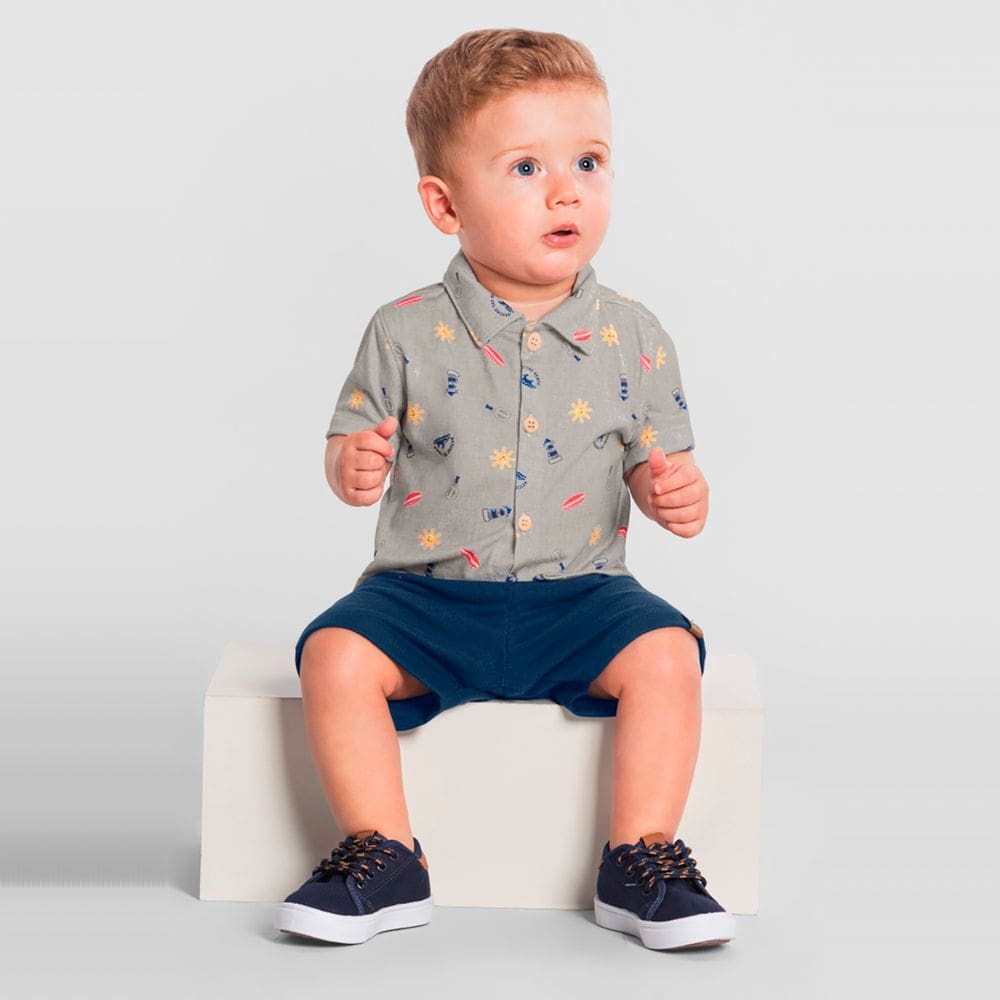 Conjunto bebê menino estampado Brandili Baby