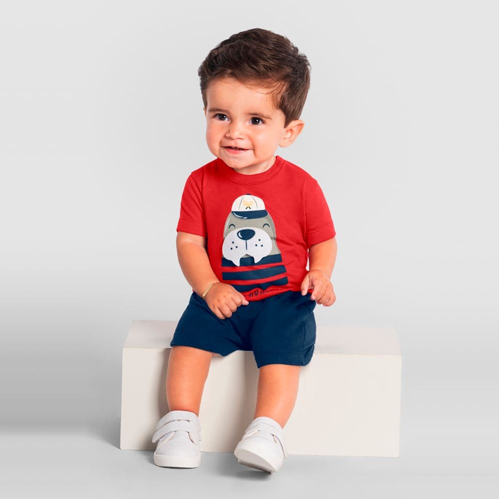 Conjunto bebê menino de leão marinho Brandili Baby