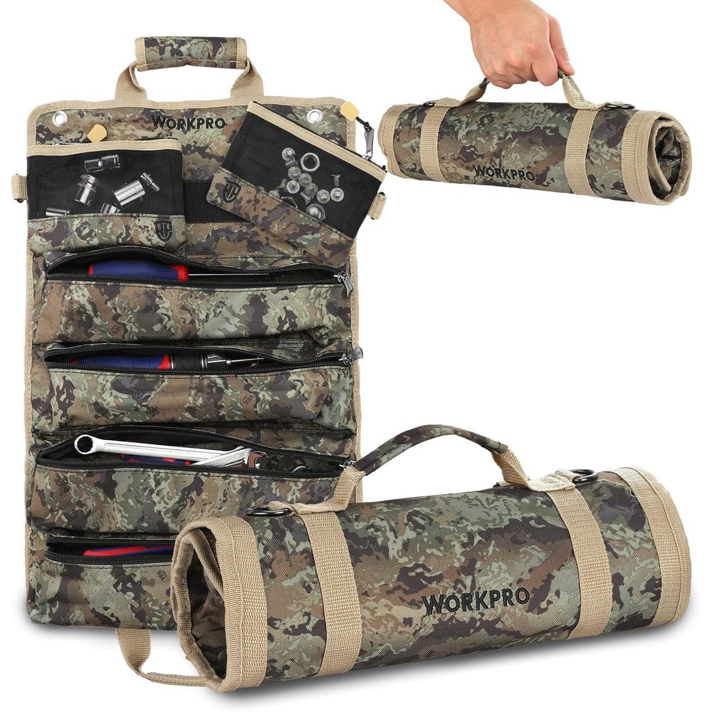 Bolsa de ferramentas enrolável WORKPRO com bolsas removíveis e 6 bolsos