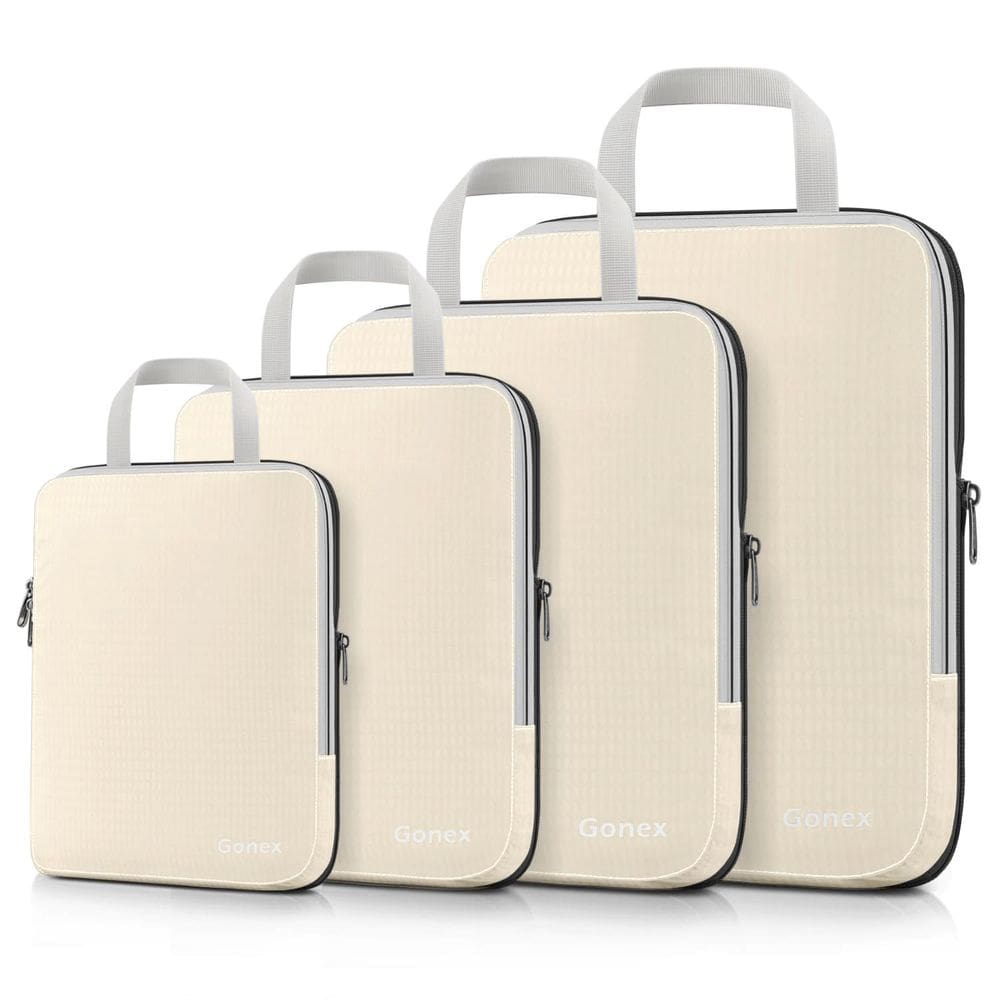 Cubos de embalagem de compressão Gonex, 4 peças, organizadores de viagens, creme