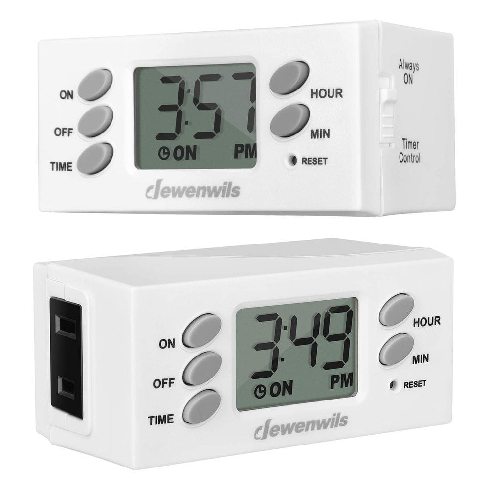 Temporizador de saída DEWENWILS 125V 15A 1000W 24 horas, 2 pacotes listados pela UL