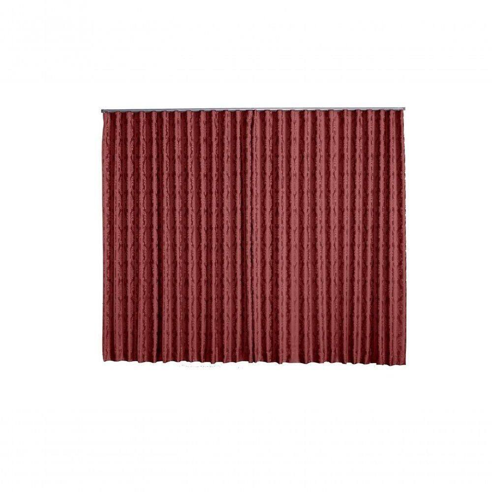 Cortina Jacquard 2,80x2,30 Para Trilho Suíço vermelho